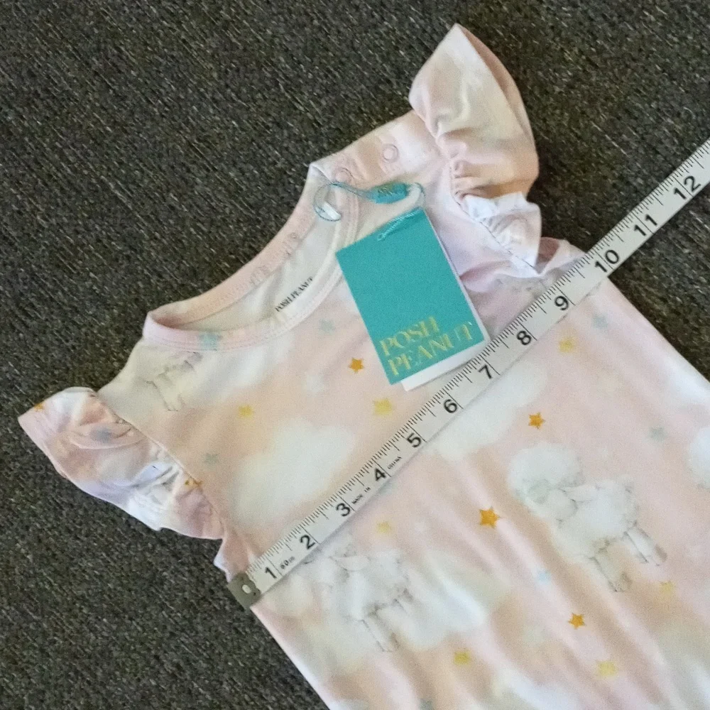 🆕️ 🐑Posh Peanut🐑 - Pink/White Sheep Ruffled Buttoned One-Piece Pajama